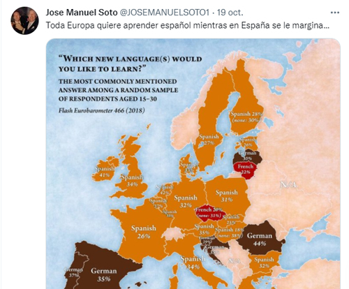 Noticia de Almera 24h: Jos Manuel Soto protesta en Twitter porque los espaoles no quieren aprender espaol como Nueva Lengua