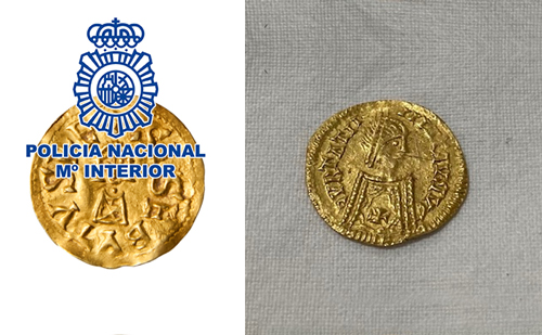 La Polica Nacional recupera dos monedas visigodas de oro de gran valor histrico