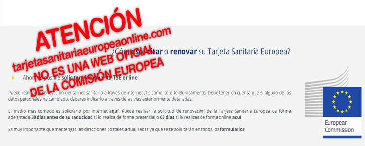 Una web que usa el logo de la Comisin Europea cobra 59 euros por renovar la tarjeta sanitaria